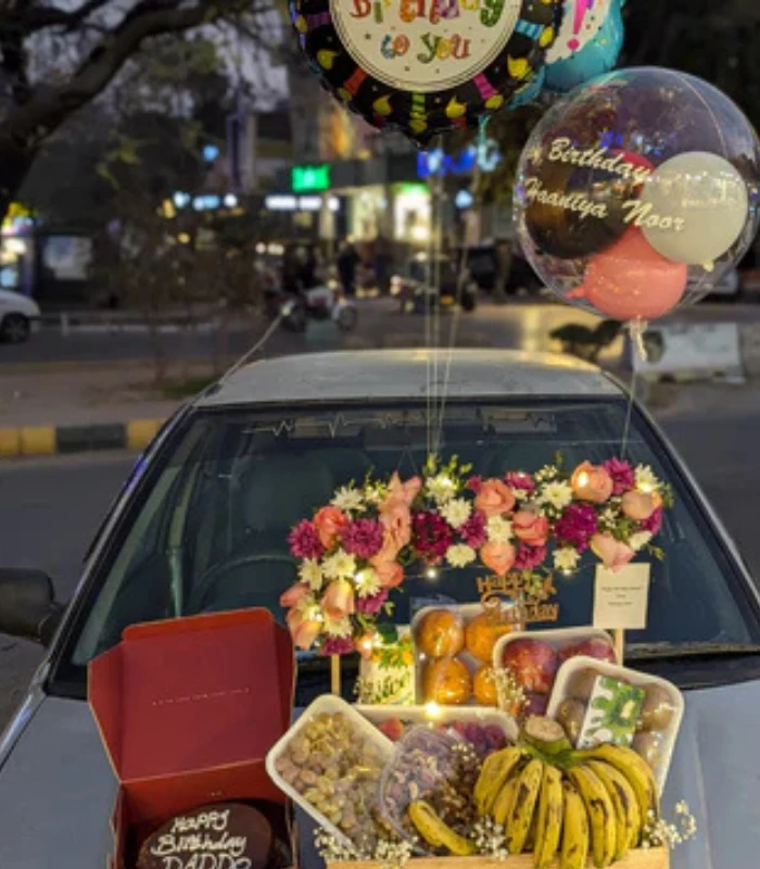 Ultimate Luxury Gift Basket – Fresh Fruits, Flowers, Customized Balloons & Cake picture 02