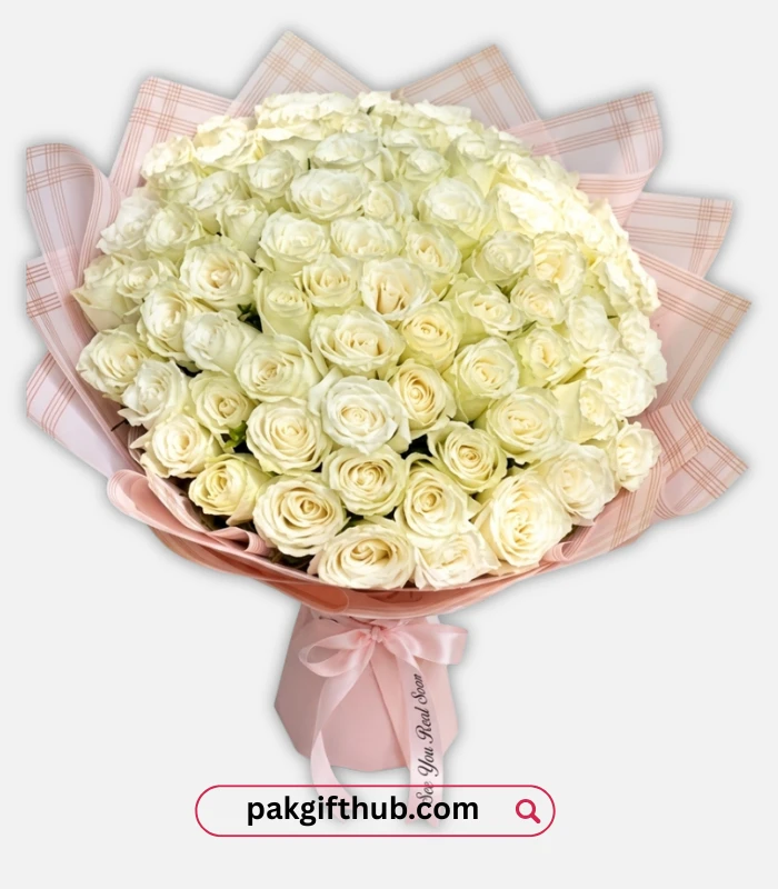 Luxury Fresh Imported White Roses Bouquet Pure Love