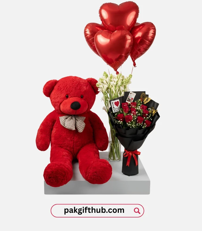 Fresh Red Rose Teddy Bouquet– same day delivery in Islamabad, Lahore and Karachi by PakGiftHub