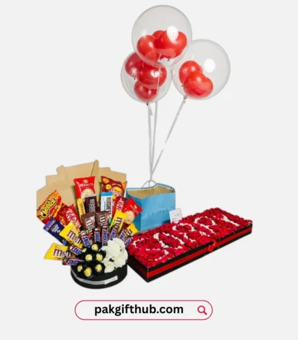 Say sorry with flowers gift in Islamabad with cake chocolates and balloons