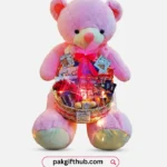 Teddy Bear Love Pink Teddy & Chocolate Basket