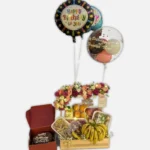 Ultimate Luxury Gift Basket – Fresh Fruits, Flowers, Customized Balloons & Cake